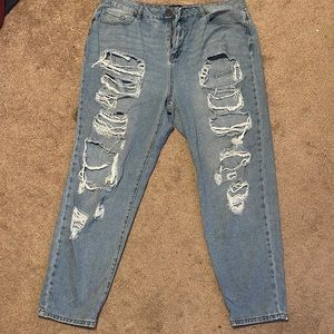 Distressed , ripped jeans